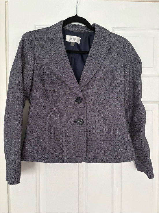 Le Suit Jackets & Blazers - Le Suit Petite Geo Print Two-Button Blazer Jacket Size 4P